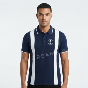 Chemise de golf formelle pour homme à manches courtes, avec logo personnalisé, blocs de couleur et rayures, tricotée et respirante, vente en gros - Product Image 3