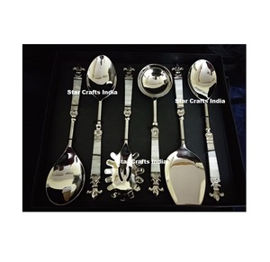 Juego de Servidores de Ensalada Profesionales Forjados Ecológicos con Mango Martillado Estilo Americano Aptos para Lavavajillas Personalizables para Restaurantes y Hogares - Product Image 2