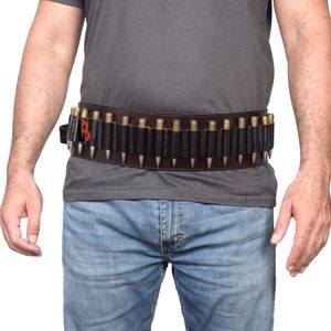 Ceinture porte-cartouches en cuir de vachette avec longueur réglable et boucle - Product Image 1