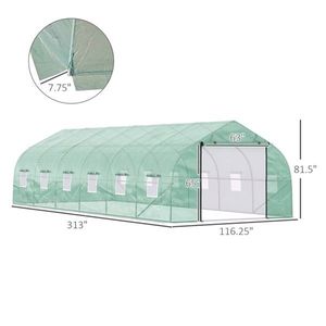 Serra Moderna 26x10x7 piedi Verde con Copertura in Polietilene Durevole per Coltivazione Indoor/Esterna, Opzioni in Acciaio, Plastica, Legno e Metallo - Product Image 6