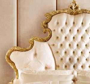 Ensemble de chambre à coucher de luxe en acajou classique de style royal européen, sculpté à la main, avec revêtement de qualité supérieure, pour hôtel ou maison - Product Image 3