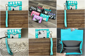 Nouvelle bourse à monnaie en cuir de vachette personnalisée, conçue par un créateur, avec motif à carreaux, avec dragonne, porte-cartes élégant pour femmes - Product Image 3