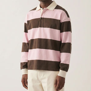 Camisetas Polo de Rugby a Rayas de Algodón de Manga Larga con Logotipo Bordado Personalizado al por Mayor, Camisetas de Manga Larga para Hombre - Product Image 2