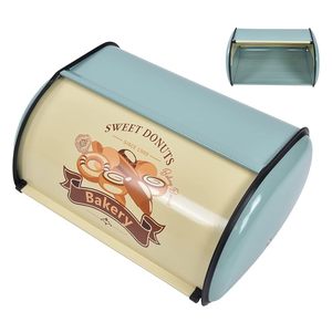 Caja de Pan Metálica Retro con Tapa Abatible, Contenedor de Almacenamiento de Alimentos para Cocina, Vitrina para Panadería - Product Image 4