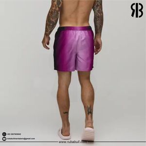 Rubabull <b>Men</b> Gradient Purple Swim Shorts Quick Dry Beach <b>Trunks</b> Custom Ombre Drawstring Summer Board Shorts Wholesale - Product Image 2