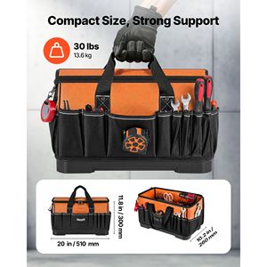 Zaino Portautensili Grande da 19,1 Pollici con 33 Tasche, Base Resistente all'Acqua e Chiusura a Cerniera - Product Image 3