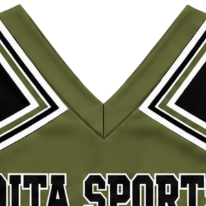 Haut d'uniforme de cheerleading vert olive sans manches, col en V, pour femmes et filles, idéal pour les spectacles, les équipes de danse et les compétitions - Product Image 6