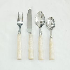 Fregona Hexagonal con mango, juego de cubiertos pulidos de acero inoxidable, de lujo, Vintage, para decoración de mesa, cinco Uds. - Product Image 2