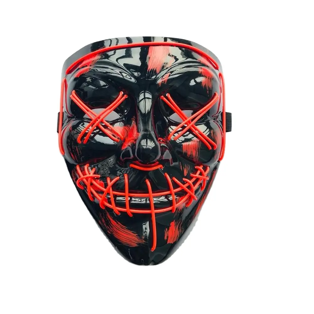 Migliore Prodotto di Vendita di Modo di Halloween Maschera LED Lampeggiante EL wire Ardore Flessibile di el Maschera maschere di halloween