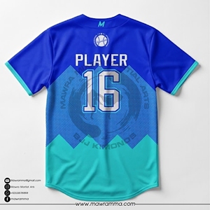 Camiseta de Béisbol Geométrica MAWRA Personalizada, Uniforme de Equipo Sublimado, Ropa Deportiva Transpirable Azul Turquesa para Hombre y Mujer, Camiseta Personalizada - Product Image 4