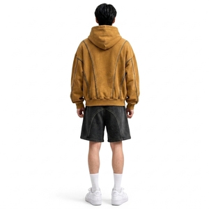Ensemble sweat à capuche et short en coton personnalisé pour homme, coupe ample, poches latérales, style streetwear, tenue de printemps, ensemble de survêtement - Product Image 2