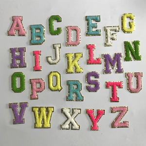 Custom Pink Alphabet Embroidered Patch Iron On Sew On Nonwoven Felt Letter Applique for Clothing Hat Bag <b>Jacket</b> Backpack custom - Product Image 4