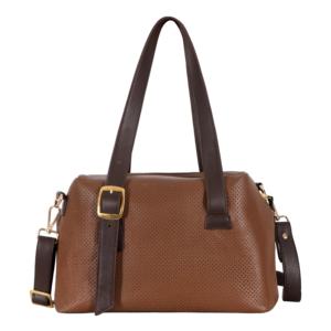 Bolso de Mano Personalizado de Cuero Genuino Nappa, Acabado Marrón Castaño Perforado, Marca Privada OEM/ODM, Venta al Por Mayor, Estilo de Lujo - Product Image 2