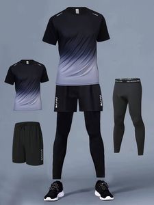 Conjunto Deportivo de Compresión de 3 Piezas para Hombre, Spandex/Poliéster, Tela Inteligente de Secado Rápido, Transpirable, Cintura Elástica, Cuello Redondo, Yoga - Product Image 1