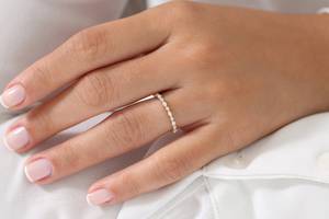 แหวนเพชรทรงมาร์คีส์และทรงกลมแบบมินิมอลลิสต์ ครึ่งวงนิรันดร์ ทองคำแท้ 14K เพชรเลี้ยงในห้องปฏิบัติการ เครื่องประดับผู้หญิงทันสมัยสำหรับงานปาร์ตี้ ของขวัญสำหรับเธอ - Product Image 4