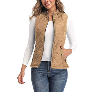 Chaleco Acolchado Azul Marino para Mujer con Cierre de Cremallera, Cuello Alto, Ropa Exterior Informal - Product Image 4