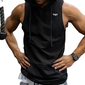 Custom Manufacturer Supply Custom US Size Cotton Blends Streetwear Gym Fitness Top <b>Mens</b> Gym Fit <b>Sleeveless</b> <b>Hoodies</b> - Product Image 1