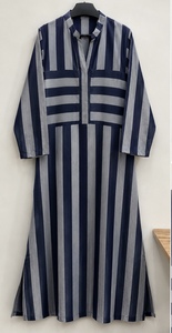 Kaftán Largo para Mujer, 100% Algodón, Cuello en V, Suave, Transpirable, a Rayas, Ligero, Elegante, Ropa de Dormir, Bata de Baño - Product Image 3