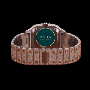 สายนาฬิกาข้อมือสแตนเลสสตีลสำหรับผู้ชาย RAHA EXPORT Luxe ประดับเพชร ขนาด 20 มม. ลายพรางสีเขียวดำ พร้อมกลไกควอตซ์และเพชรโมอิสซาไนต์ - Product Image 6