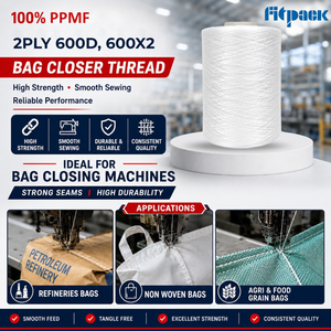 Fil de couture 100% PPMF 2PLY 600D haute résistance et haute ténacité, résistant aux produits chimiques, pour machine à coudre portable de fermeture de sacs - Product Image 2