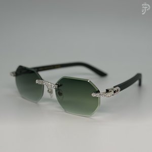 Gafas de Sol de Lujo Verdes con Diamantes de Moissanita Redondos con Corte VVS, Gafas de Diseño con Incrustaciones de Diamantes para Unisex - Product Image 2