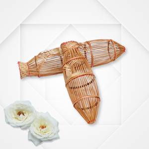 Piège à poissons artisanal en bambou, décoration en rotin tressé, symbole porte-bonheur, richesse, décoration d'intérieur, art traditionnel du pêcheur, fournisseur - Product Image 3