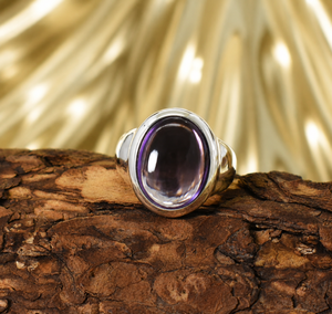 Men's Natural Amethyst <b>Statement</b> <b>Ring</b>, Handmade Gemstone Jewelry Gift 92.5 Sterling <b>Silver</b> - Product Image 3