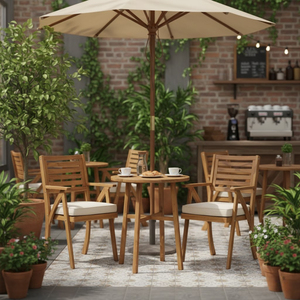 Mesa de Madera Contemporánea para Exteriores con Estructura Metálica para Comedor, Patio y Jardín, Diseño Duradero - Product Image 6
