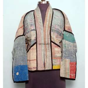 Chaqueta Kantha Vintage Hecha a Mano para Mujer, Reversible, con Parches, Acolchada, Bordada, Ecológica, Estilo Indio Retro - Product Image 1