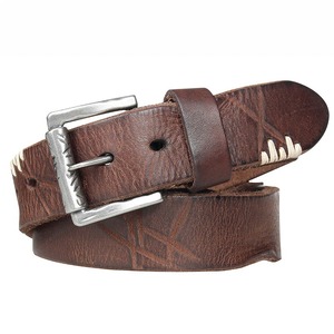 Cinturón de Cuero Genuino Marrón Desgastado para Hombre, Hebilla de Aleación Metálica Antigua, Correa Casual Vintage - Product Image 3