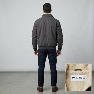 <b>Mens</b> Gray <b>Sherpa</b> Collar Bomber <b>Jacket</b> Streetwear <b>Mens</b> Winter <b>Jackets</b> Wholesale <b>Jacket</b> For <b>Men</b> - Product Image 2