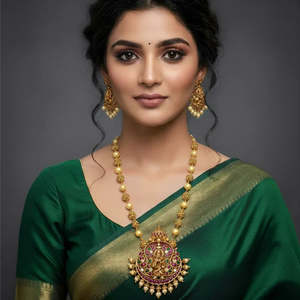 Krishna Big Pearl Regular Alloy Gold Plated Wedding Women's Necklace - Product Image 1