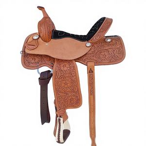 Selle Western Premium Personnalisable, Durable et Légère, en Cuir Véritable, avec Arceau en Fibre de Verre Préformé et Finition Roughout, Outilée à la Main - Product Image 1