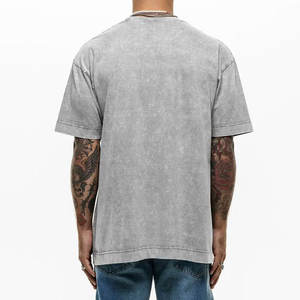 T-shirt homme en coton 100% de haute qualité, manches courtes, coupe ample, effet délavé, logo personnalisé imprimé, effet délavé. - Product Image 2