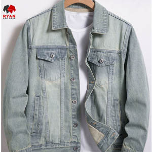 แจ็คเก็ตยีนส์คุณภาพพรีเมียมสำหรับผู้ชาย แบบสั่งทำพิเศษ ปิดด้วยกระดุม พร้อมโลโก้สั่งทำ - Product Image 1