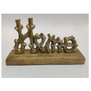 Escultura de regalo de mesa con adornos de metal de aspecto elegante surtido con Base de madera para decoración del hogar y suministro de fiesta de regalo - Product Image 2