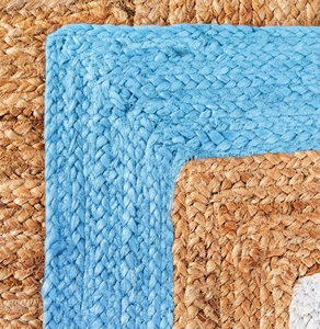 Natural Jute Sky Blue White Border Handmade <b>Runner</b> Rug for <b>Kitchen</b> Hallway Entryway Living Room Farmhouse <b>Floor</b> Carpet Home Deco - Product Image 5