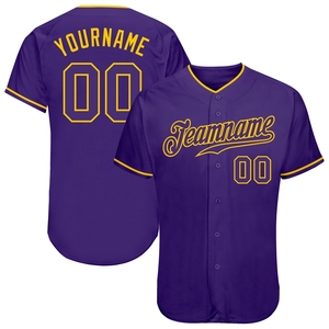 Wholesale Best Selling OMMIZ INDUSTRY Custom Purple Purple-<b>Gold</b> Authentic Baseball Jersey - Product Image 1