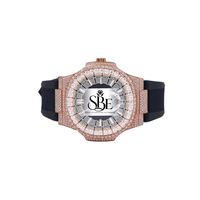 Montre de luxe pour homme en acier inoxydable sertie de diamants de haute qualité, analogique automatique, très vendue, style hip-hop premium
