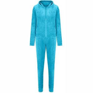 Ensemble de survêtement d'hiver pour femmes grande taille, couleur unie, sweat-shirt 100% coton avec pantalon de jogging deux pièces - Product Image 3