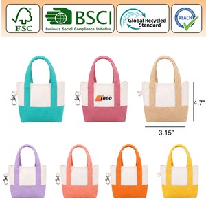 Sac fourre-tout en toile miniature personnalisé avec fermeture éclair, petit sac de shopping réutilisable en coton, sac cadeau avec logo personnalisé - Product Image 3