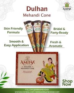 Conos de Pasta de Henna Marrón 100% Natural Amina |   Tatuaje Temporal de Mehndi a Base de Hierbas, Resistente al Agua, para Niños |   Cono de 370G para Suministro a Granel - Product Image 4