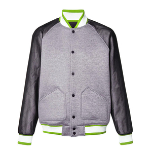 Premium Wool Varsity <b>Jacket</b> Genuine Leather Sleeves Stand Collar Solid Unisex Eco-Friendly Windproof Letterman Bomber Streetwear - Product Image 5