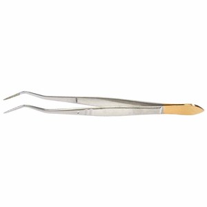 Pinzas quirúrgicas con mango dorado de acero inoxidable, anguladas, para algodón, pinzas de sujeción, instrumentos de precisión para implantes dentales y tejidos. - Product Image 2