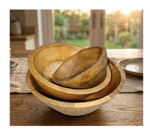 Bol en bois de manguier moderne, poli, fait main, écologique, durable, non traité, pour cuisine, salle à manger, service de salades, fruits secs - Product Image 3