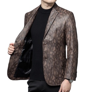 Chaqueta de cuero de gama alta para hombre para primavera y otoño, capa superior de piel de vaca para negocios, abrigo informal para papá para todo, informal - Product Image 5