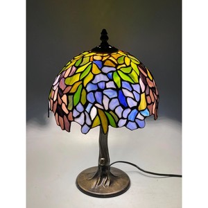 Tiffany Style Stained Glass Table Lamp With Colorful Floral <b>Shade</b> And Metal Base For Indoor <b>Lighting</b> - Product Image 3