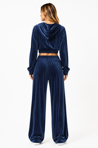 Ensemble deux pièces pour femmes, nouveau sweat à capuche en velours, sweat à capuche zippé, ensemble de survêtement personnalisé, couleur unie, tenue de luxe en velours pour l'automne - Product Image 2