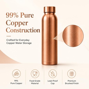 Geometric Line Print Pure Copper Water <b>Bottle</b> White Enamel Coated Printed Copper <b>Flask</b> for Modern Aesthetic - Product Image 6
