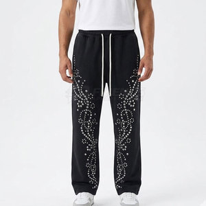Fashion Rhinestone Mid Waist Casual Trouser for Men Stone Design Comfortable Fit for Special Occasion and Night Wear Look - Product Image 2